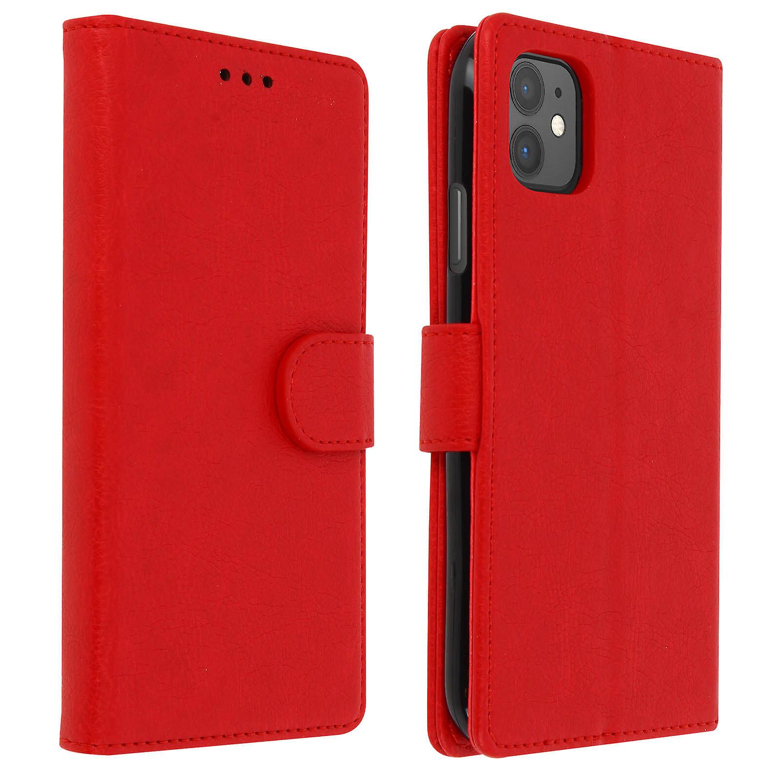 Flip wallet case, magnetic cover with stand for Apple iPhone 11 - Red