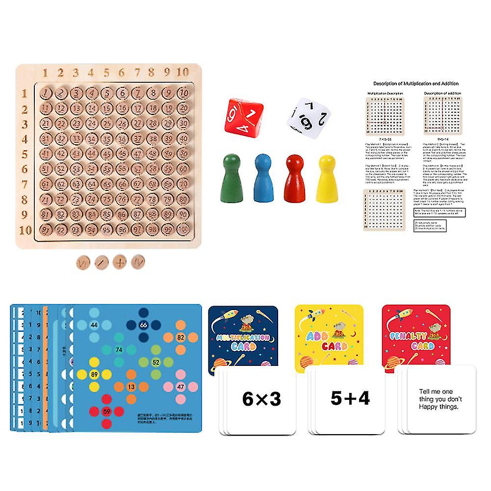 Wooden 99 Multiplication Board Mathematics Wooden Toy With Dices Flash Card Kids Counting Toys Gift For C