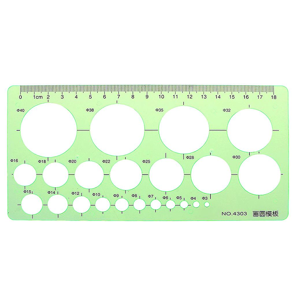 Green Plastic Circles Geometric Template Ruler Stencil Measuring Tool Students