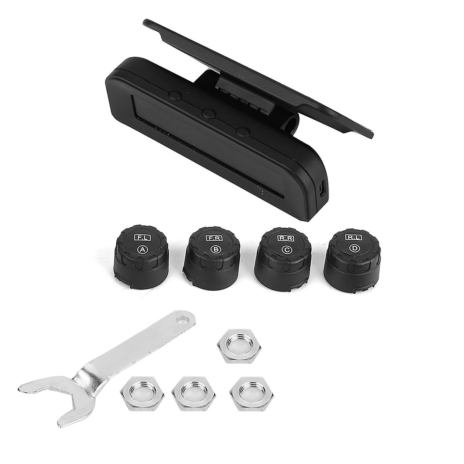 C 260 Car Tire Pressure Monitoring System Solar Universal Real Time Tester Lcd Screen 4 Sensors