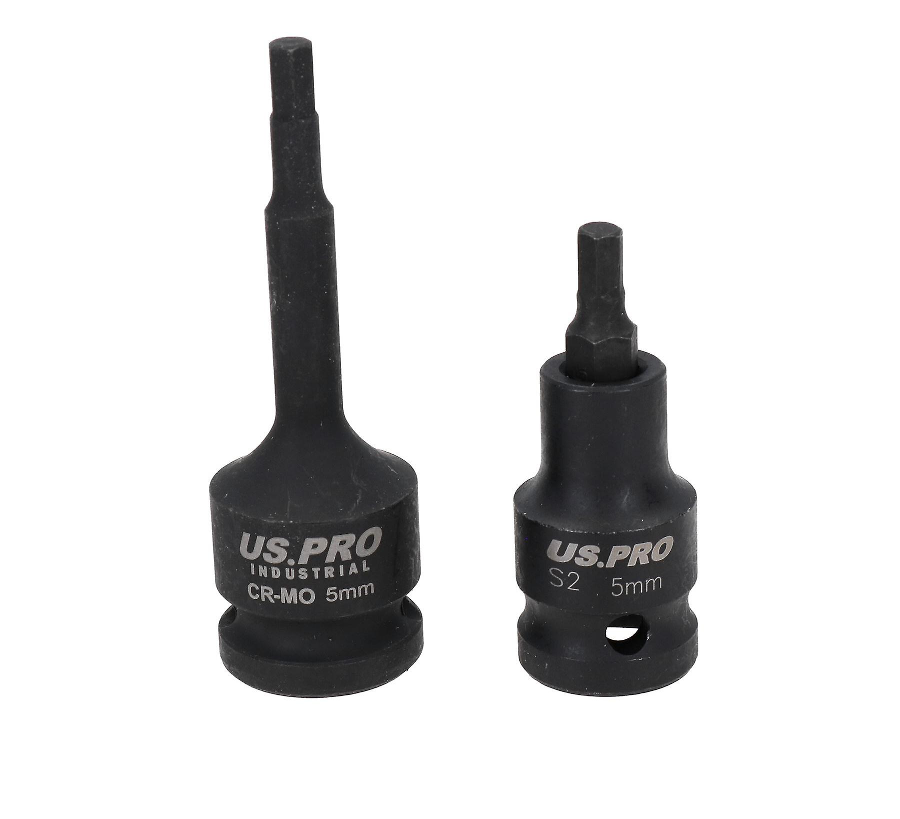 M5 5mm Short (53mm) + Long (78mm) Impacted Hex Allen key Sockets 1/2" Drive