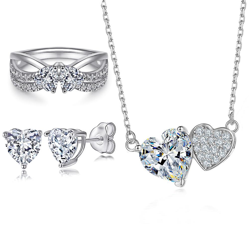 Amour Double Heart Sterling Silver Bijoux Set De 3