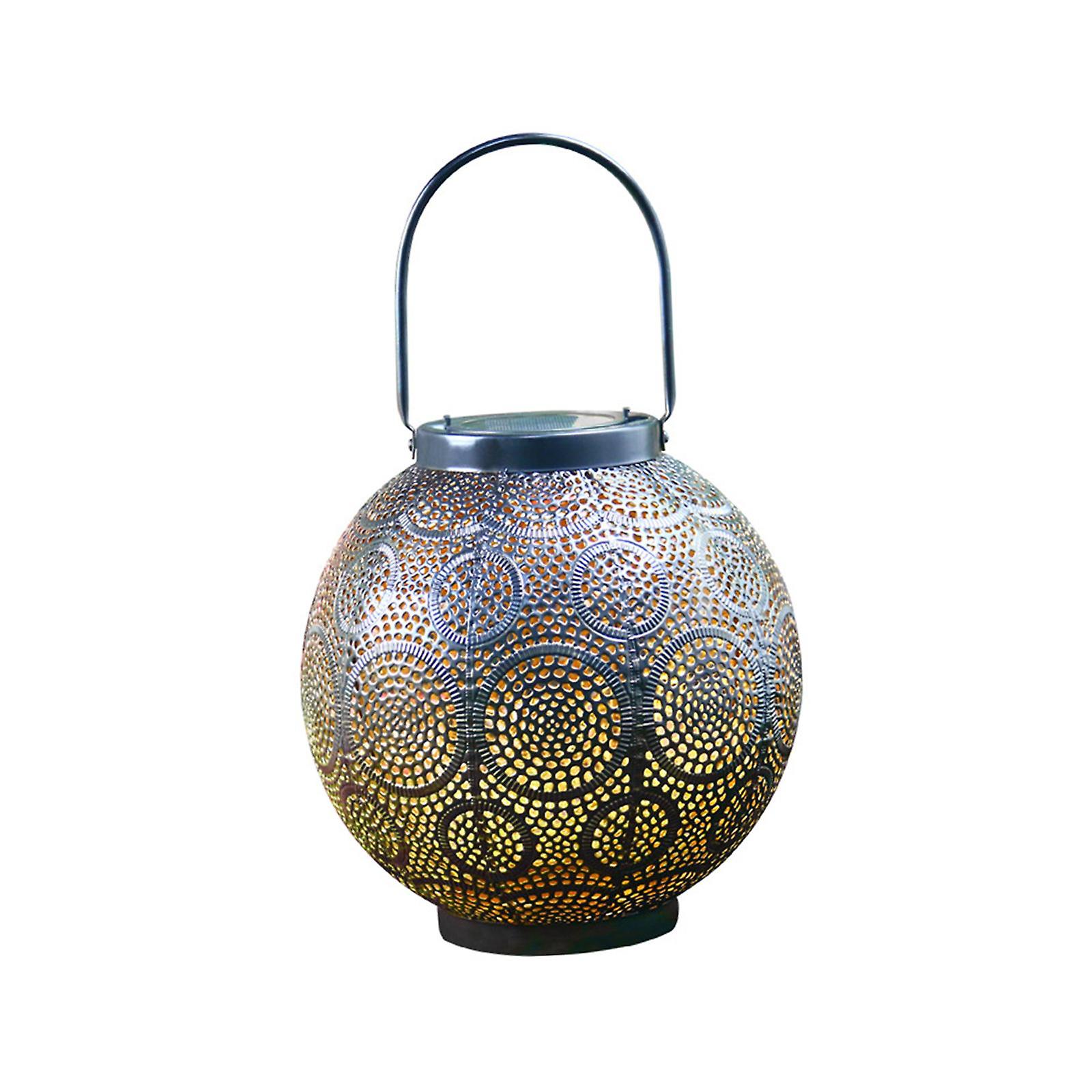 Solar Powered Garden Lights Lantern Hollowed Out Pattern Waterproof Durable Style B