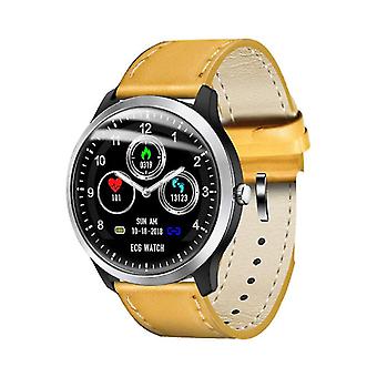 Lemfo Sports Smartwatch ECG + PPG Fitness Sport Activity Tracker Smartphone Watch iOS Android iPhone Samsung Huawei Brown Leather