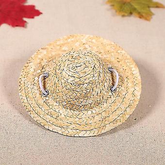 Small Cute Handcrafted Straw Pet Hat for Dogs Cats S 14cm