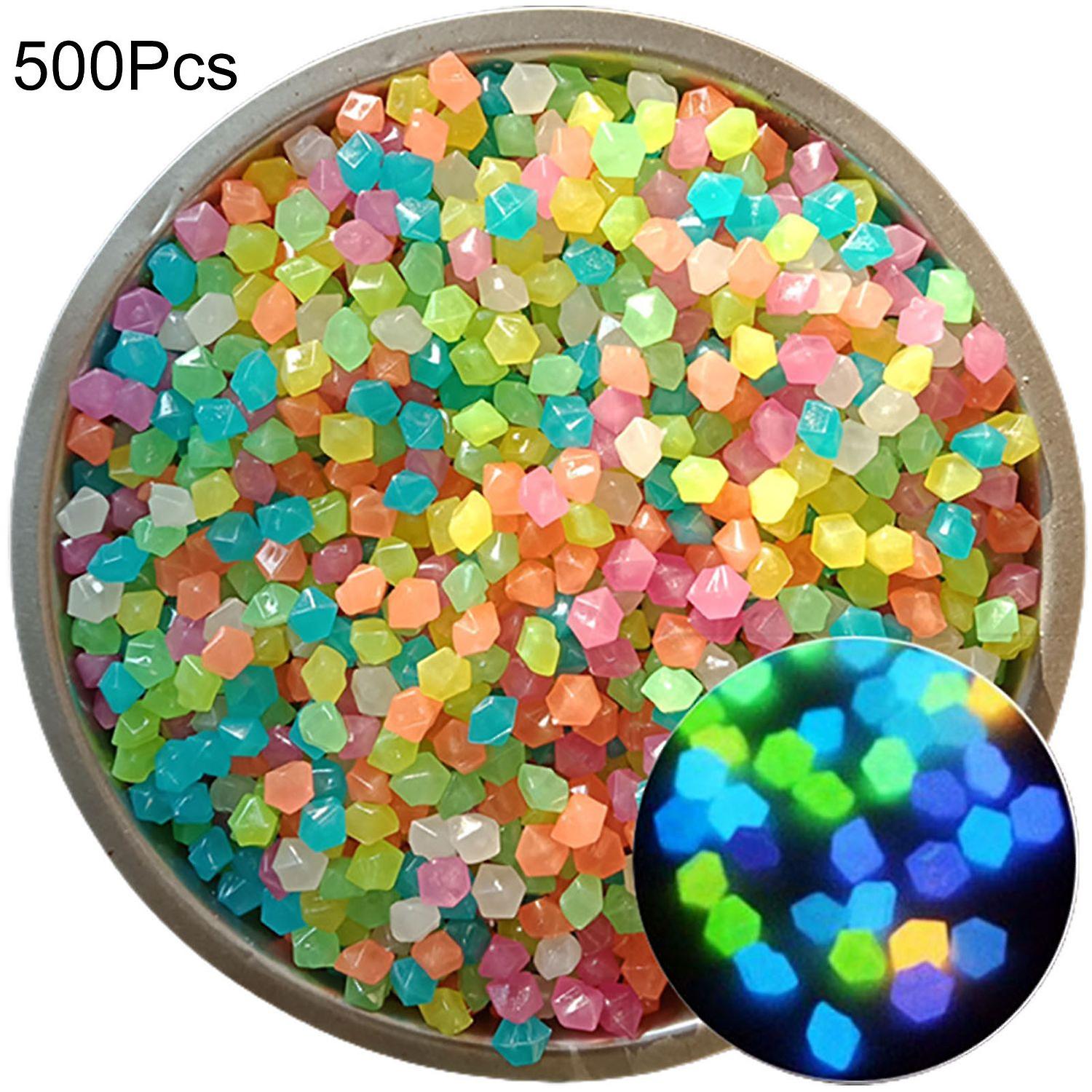 500Pcs Artificial Stone Beautiful Durable Glow in Dark Rhombus Luminous Pebble Fish Tank Decoration
