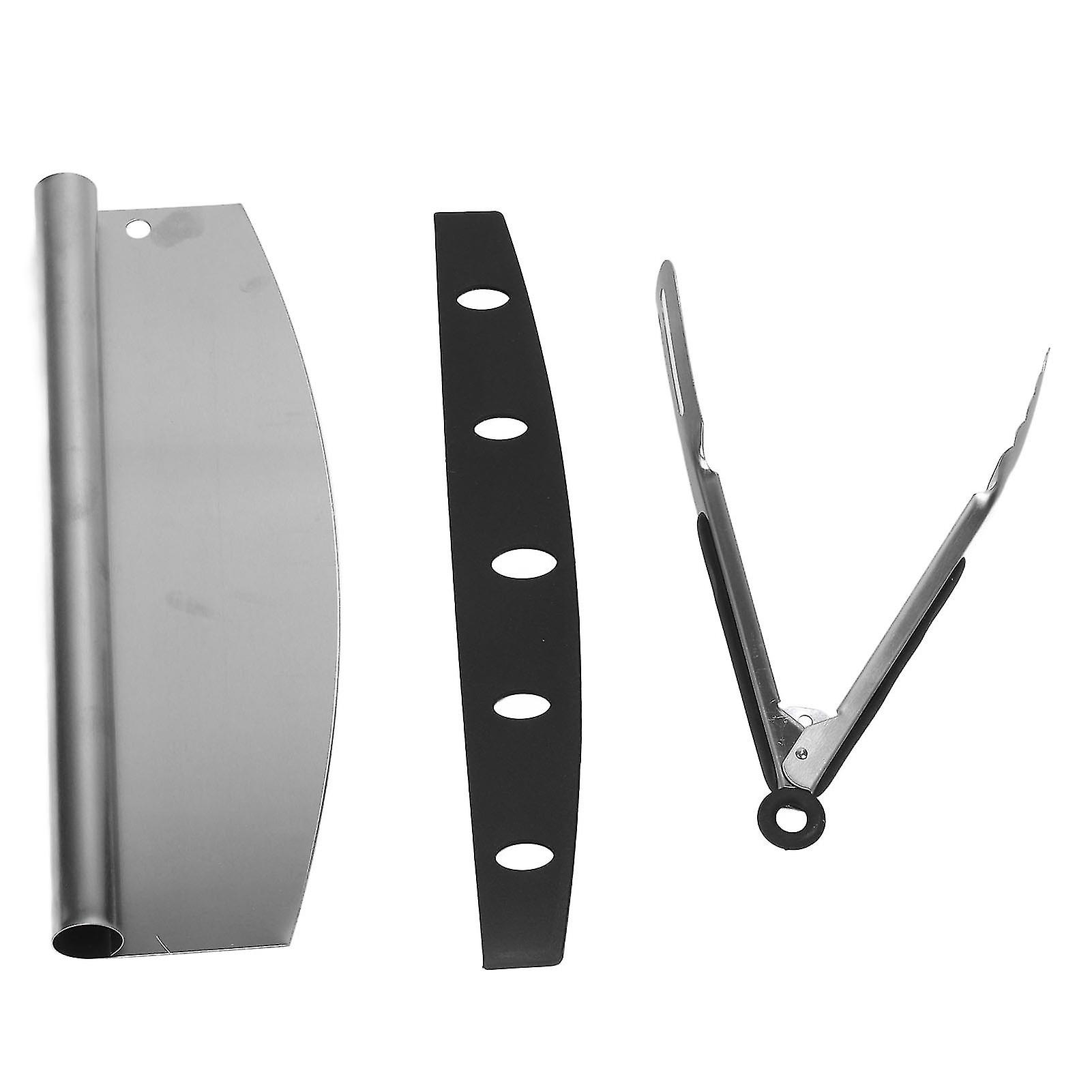 Pizza Cutting Tool Set Stainless Steel Pizza Cutter Pizza Slicer with Tongs Non-Stick Blade Multipurpose Kitchen Accessory for Serving and Cuttin