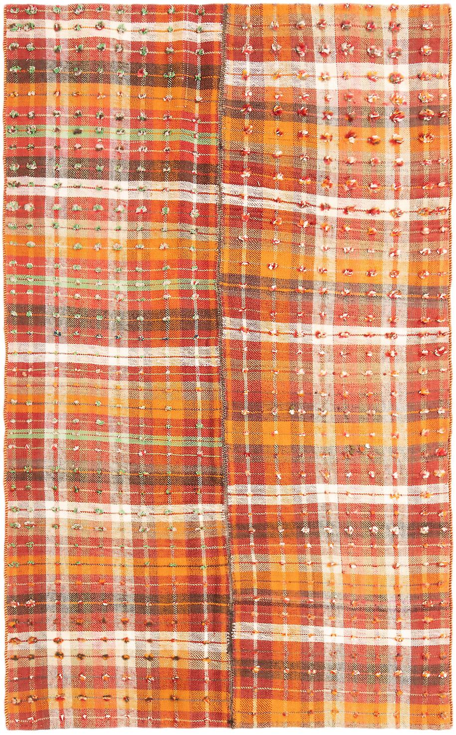 Hadorn Jajim ancien 132x216 avec tapis d’Asie centrale tissé à la main Orange