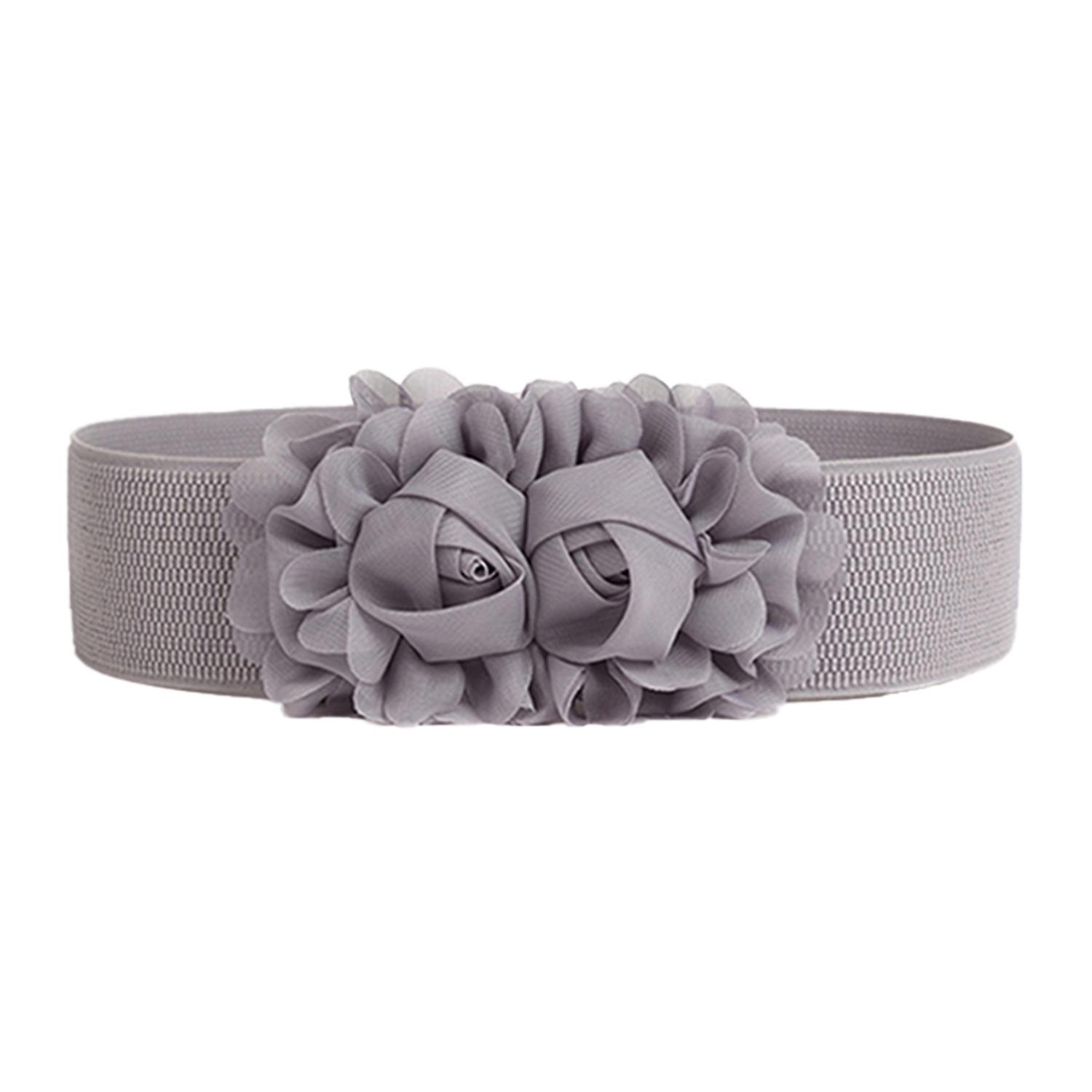 Renikh Belt Elastic Double-flower Fabric Wide Elastic Waist Belt for Party