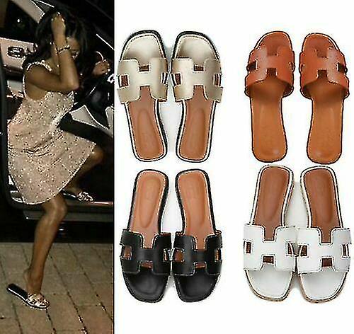 Sandali piatti da spiaggia estivi da donna Pantofole da esterno Sandali con zeppa da esterno Plus Size SX Brown EU43