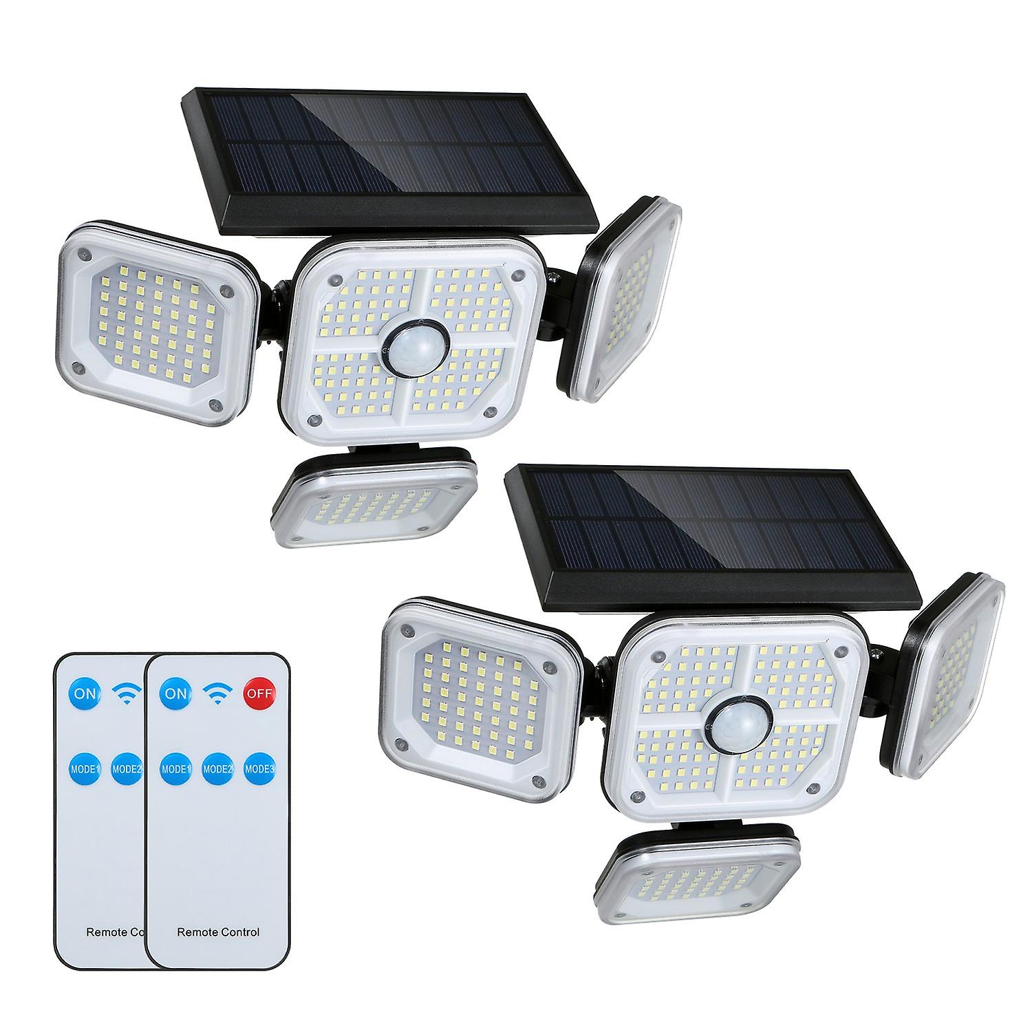 Neoglint 2Pack 231 LEDs Solar Light Outdoor Wall Lamp with Remote Control PIR Motion Sensor Sensitiv