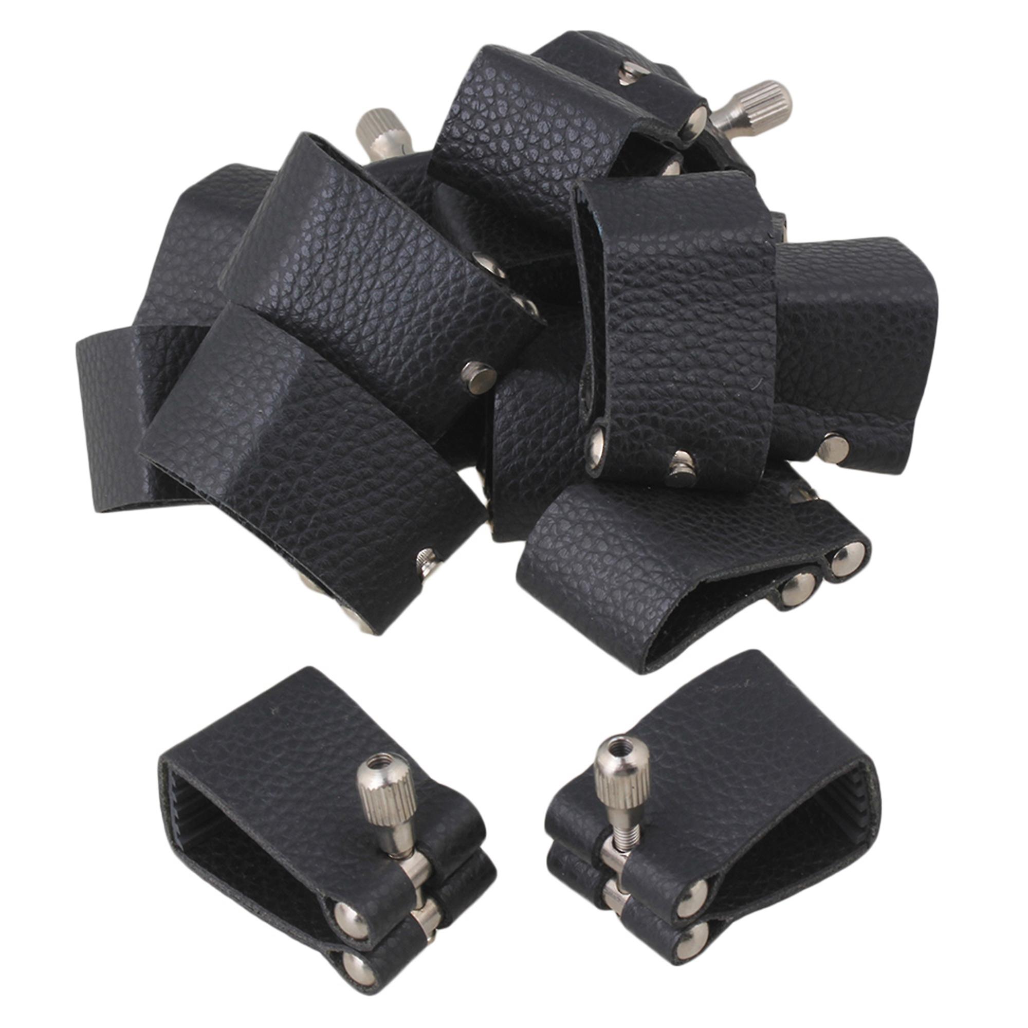 20PCS Tenor Sax Saxophone Artificial Leather Ligature Fastener Black