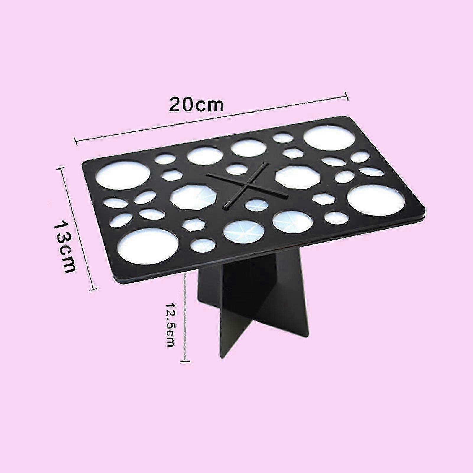 Makeup Brush Drying Rack Acrylic 28 Hole Rectangular Multifunctional Cosmetic Brush Holder Black 