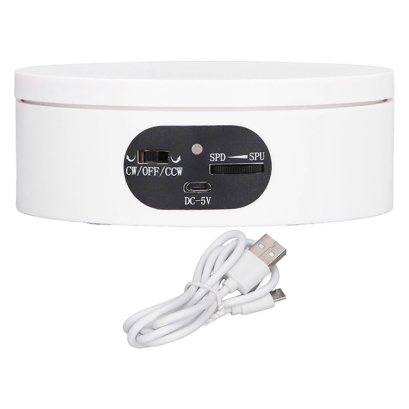 Rotating Display Stand, 5.5 lb Load Capacity, 360 Degree Photography Turntable, Plug-in Battery Button, Speed Control, White, 12 cm/4.7 in