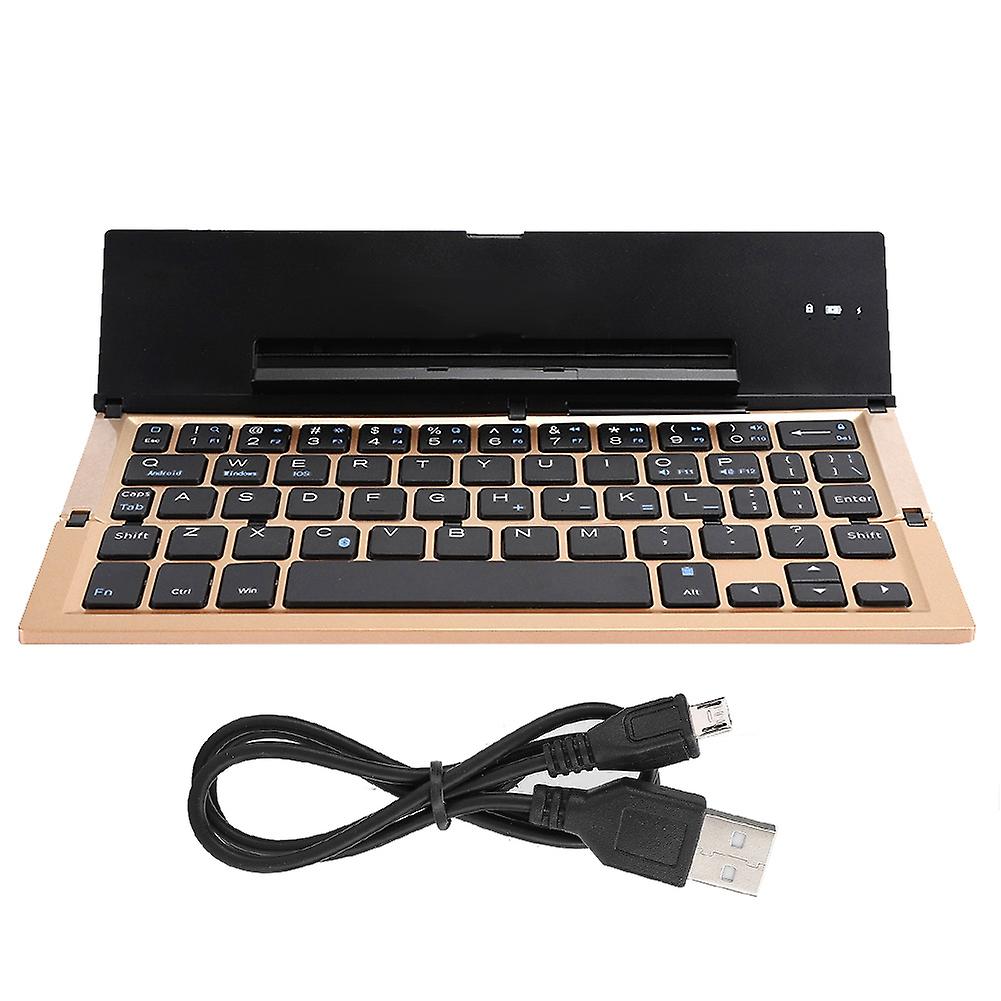 Mini Keyboard PC Accessory Computer Parts Foldable Square Gold with Stand for Bluetooth