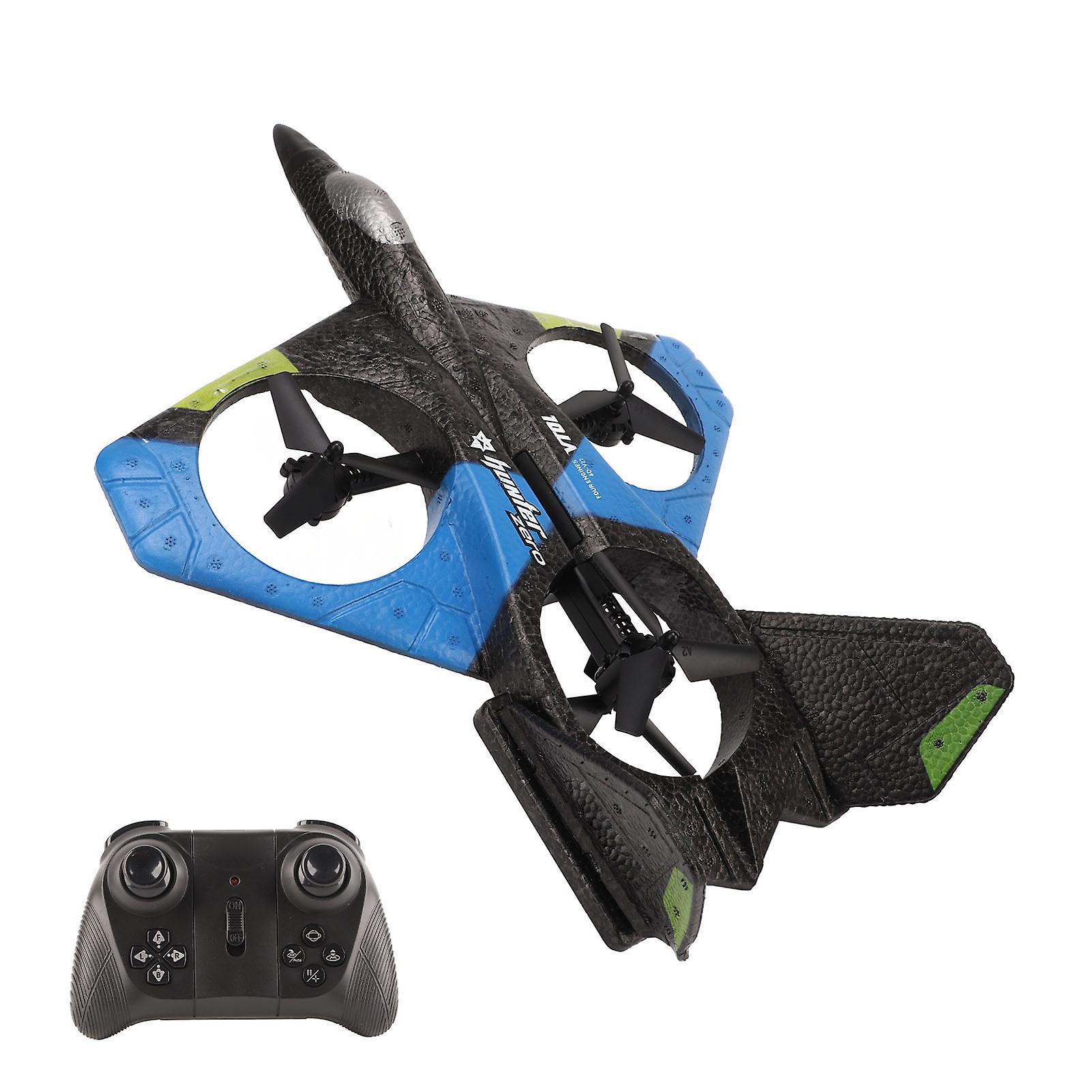 带 LED 灯的遥控飞机 2.4GHZ 超级遥控滑翔机男孩女孩生日礼物蓝色三电池