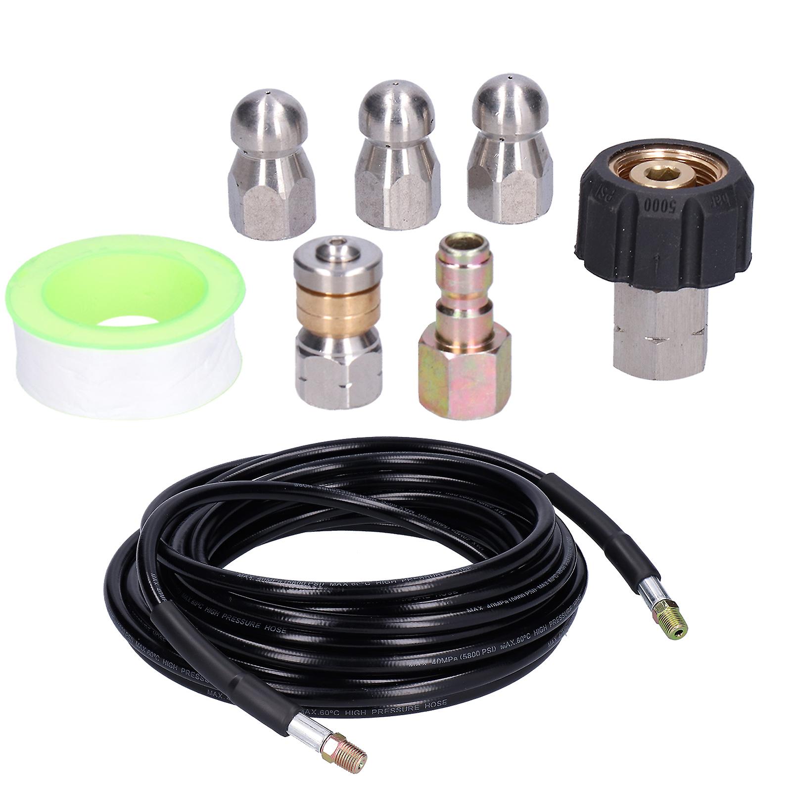 Drain Cleaning Hose Kit,NPT 1/4in Sewer Jetter Kit Pressure Washer Quick Connector Nozzle Accessories 4000PSI