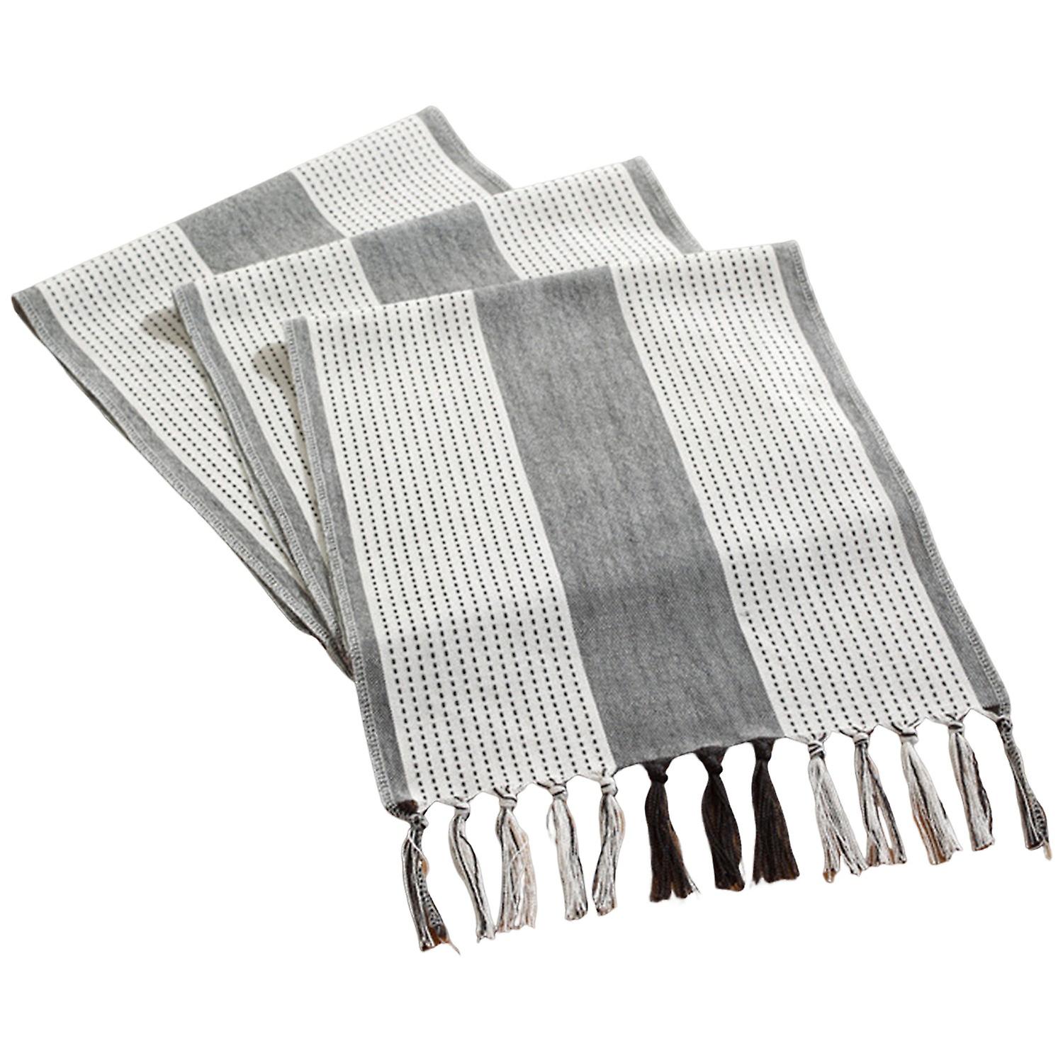 Table Runner Stripe Pattern Bohemian Style Tassel Tablecloth Decoration Home Decor