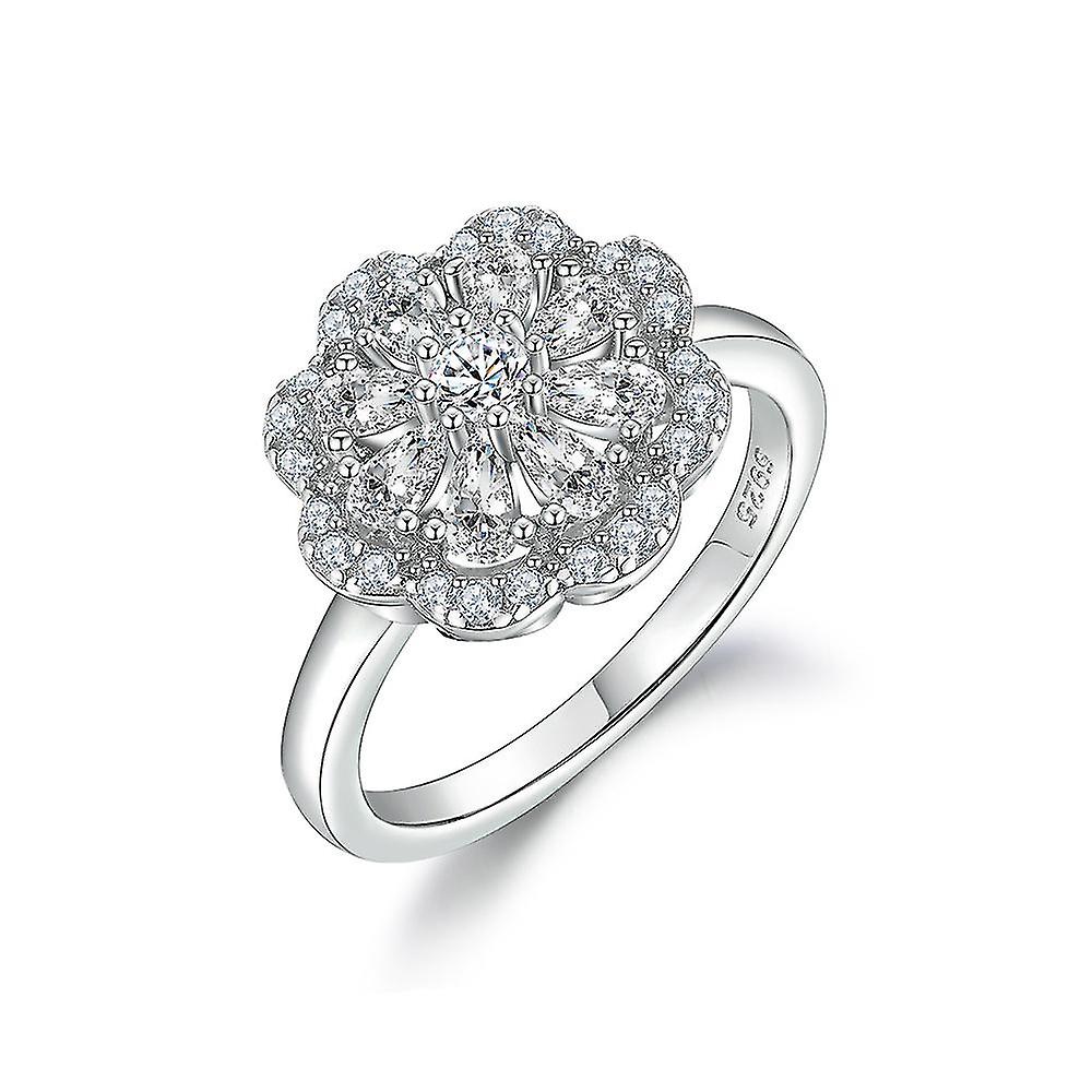 Sterling Silver Flower Ring Orecchini Collana Gioielli Set Tre Pezzi