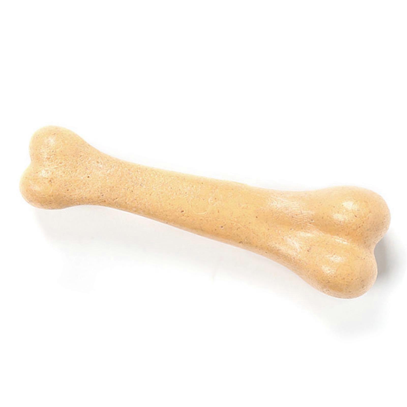 Bone Shape Chew Toy Beef Scent Tear Resistant Durable Simulation Interactive Dog Chew Toy Yellow 