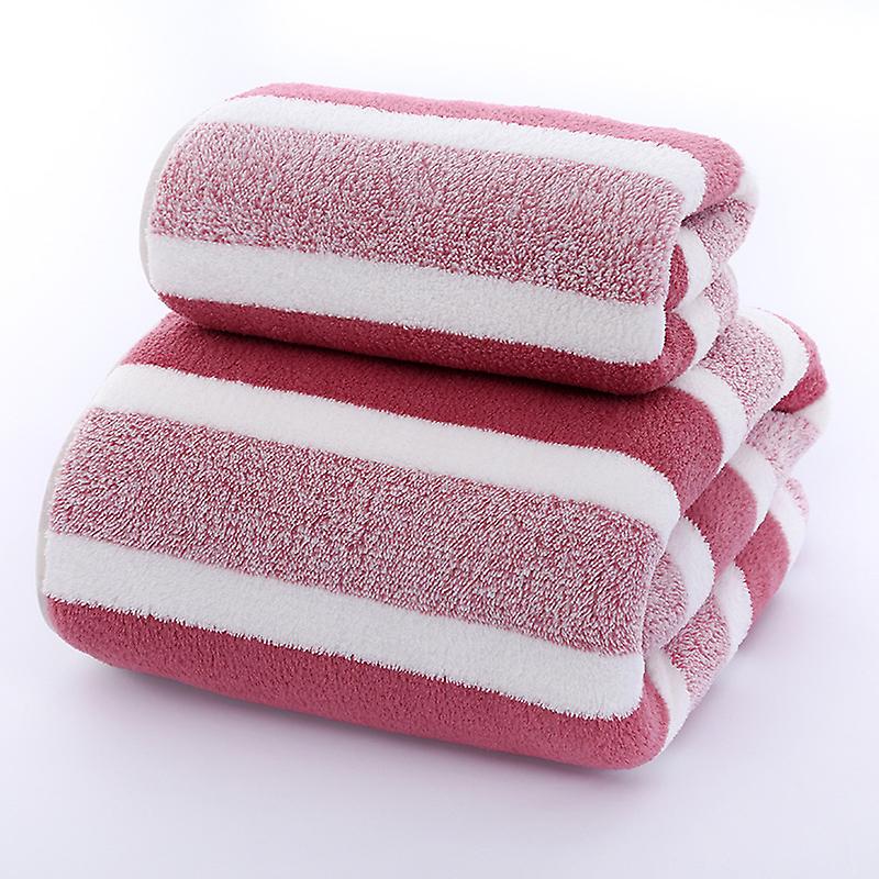 2 pcs Highly Absorbent Towels And Bath Towels, Pink