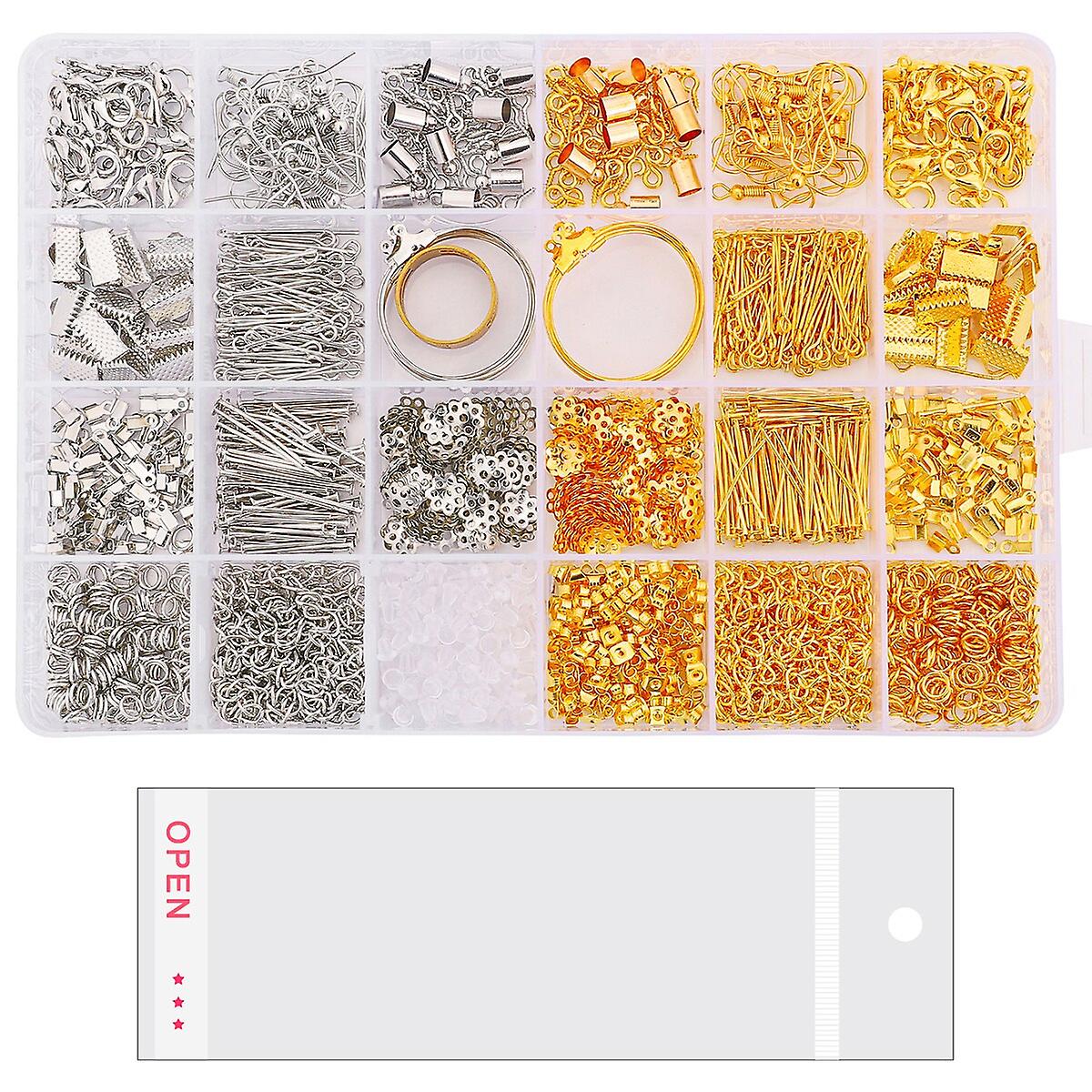 1566 قطعة من مواد ملحقات المجوهرات DIY ، مشبك جراد البحر ، حامل زهرة حلقة واحدة ، خطاف الأذن ، دبوس سدادة الأذن