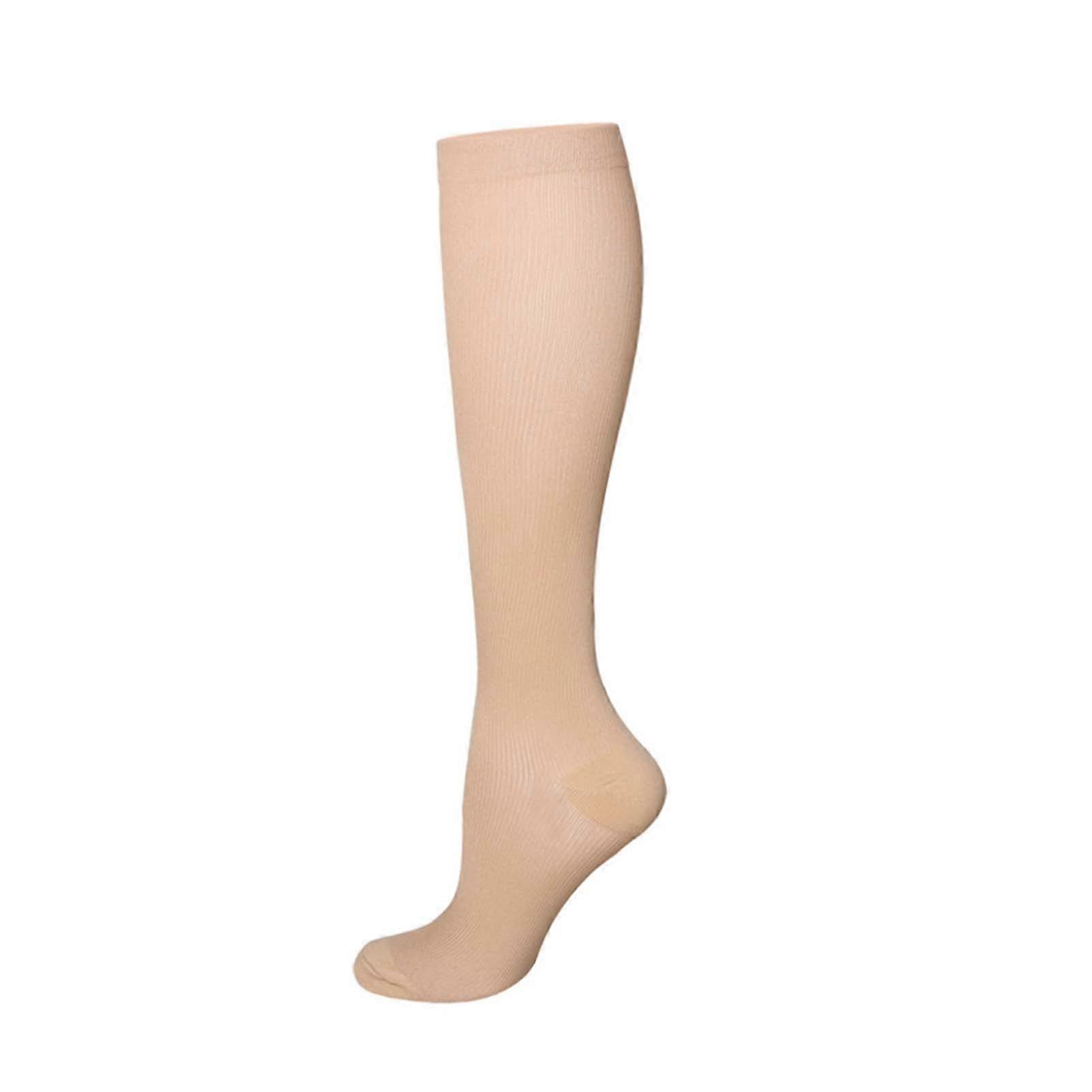 3 Pair Compression Socks Pure Color Increase Blood Flows Breathable Nylon Compression Socks Running for Adult Black Fleshcolor Gray L XL