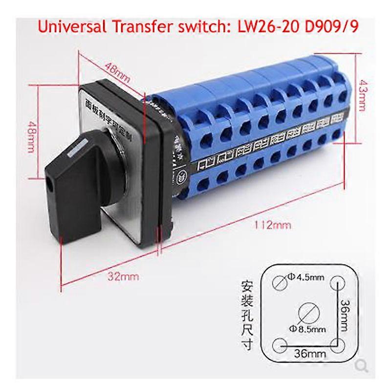 LW26-20 D909/9 Three-gear Nine-section Universal Transfer Switch Two Groups Of Nine-wire Power Signal Circuit Switching