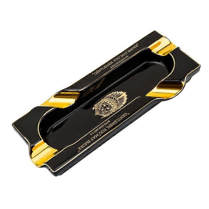 Lubinski Cigar Ashtray 4 Smoke Slot Ceramic Gold Large Capacity Rectangular Lubinski Portable Ashtray