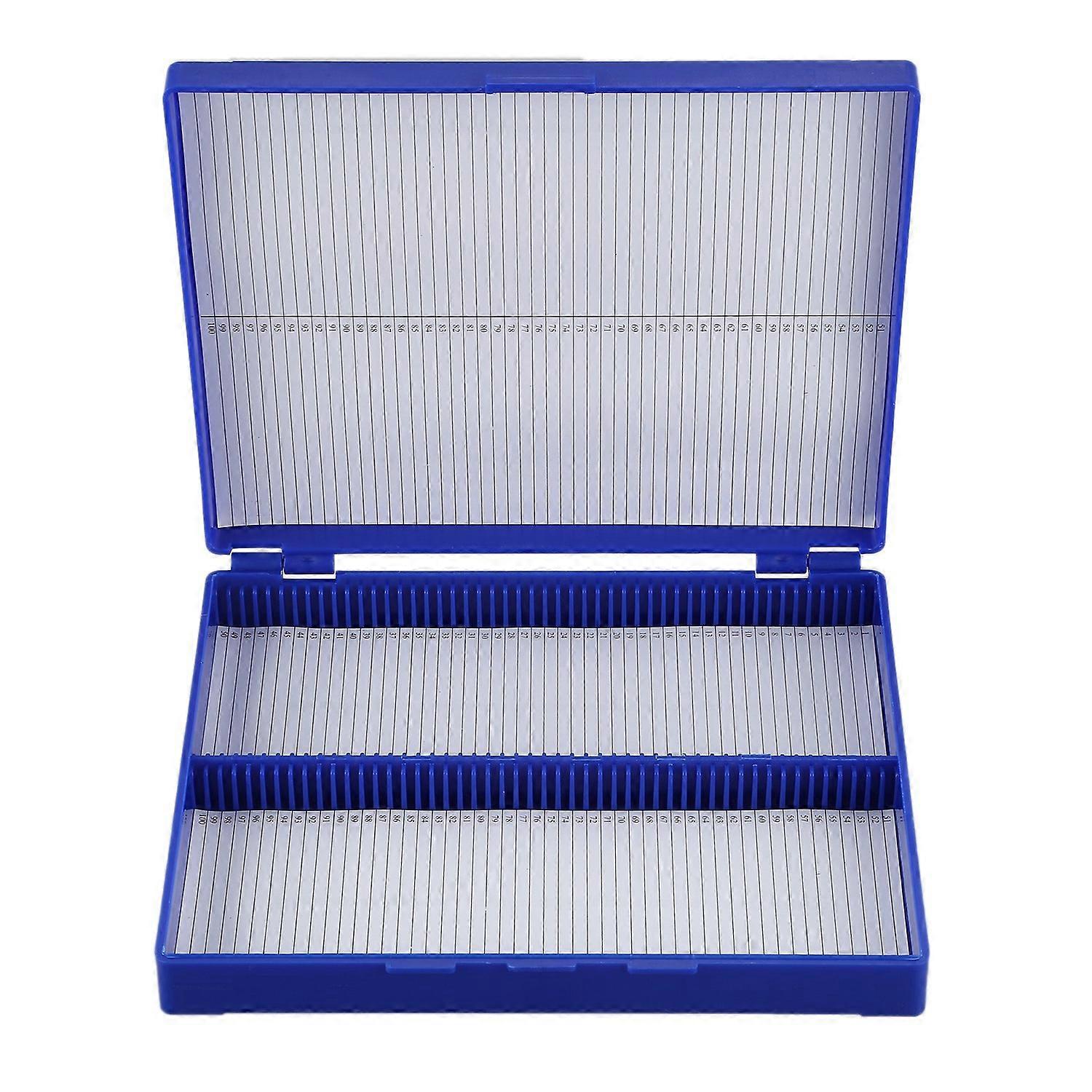 Royal Blue Plastic Rectangle Hold 100 Microslide Slide Microscope Box
