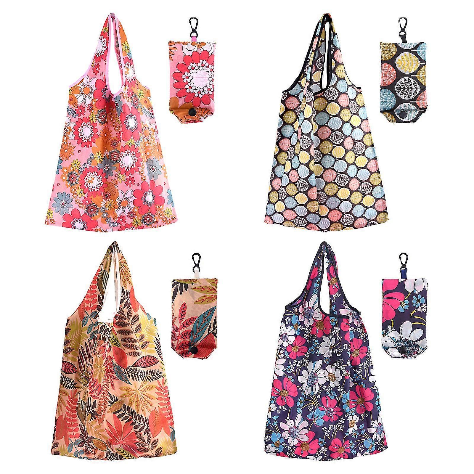 4pcs Grocery Bag Large Capacity Fruit Veggies With Handle For Shopping Polyester