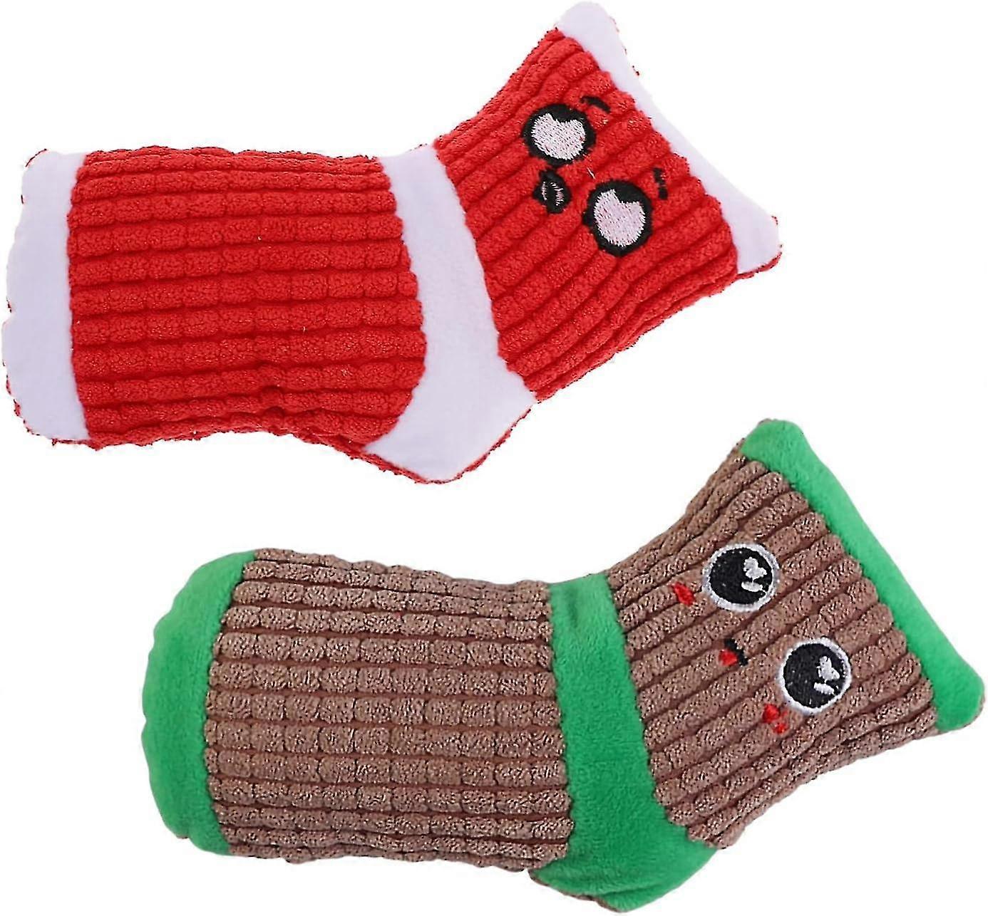 2pcs Plush Dog Chew Toys - Squeaky Puppy Sock Toy for Boredom and Interactive Play