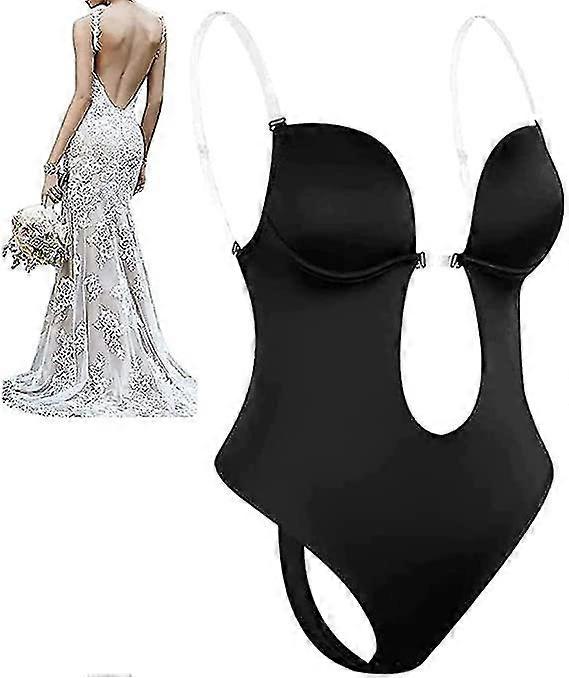 Women Plunging Deep V-Neck Body Shaper Strapless Backless Bodysuit Shapewear
