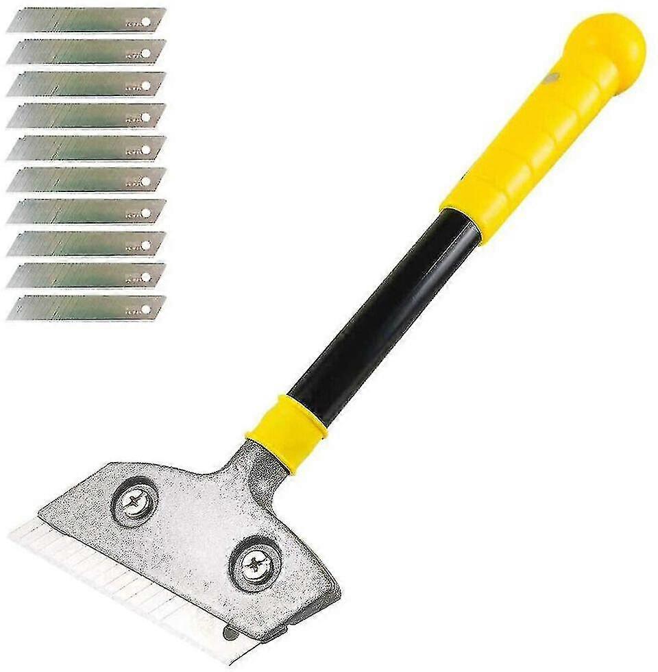 Wallpaper Scraper Floor Scraper Windows Hand Scraper For Removing Adhesive With 10 Blades - 30cm Handle