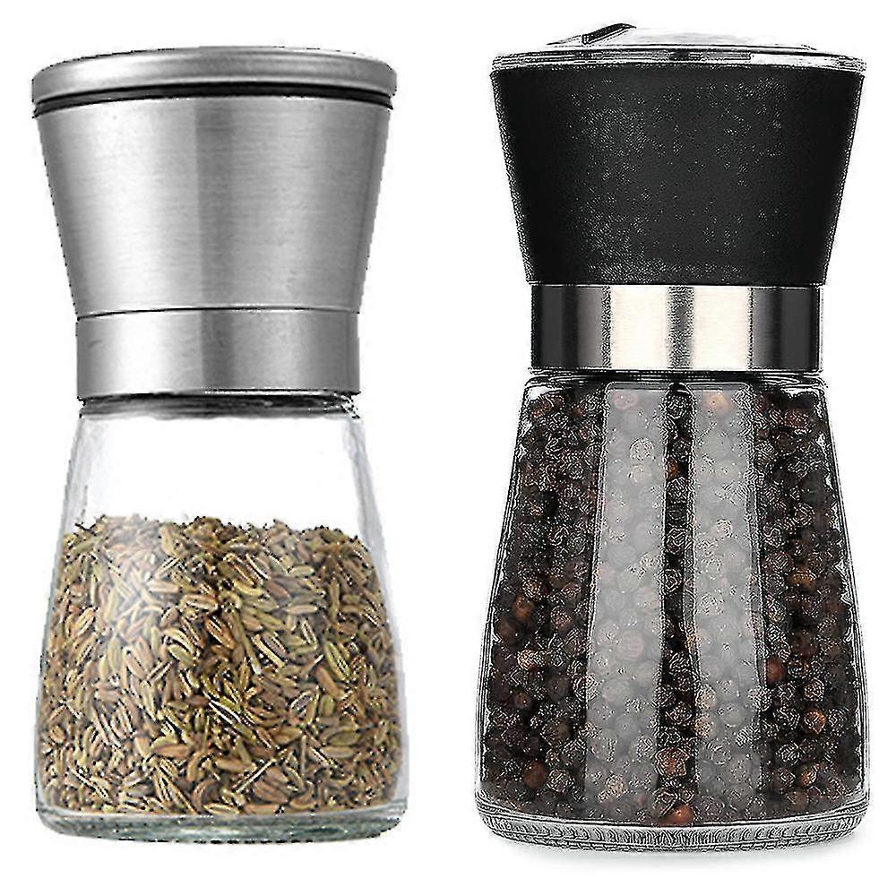 Pepper Mill And Manual Salt Mill, 2 Batches Of Adjustable Particle Size Pepper Mill And Salt Mill, Steel Wire Drawing Salt And Pepper Mill, Built-in C