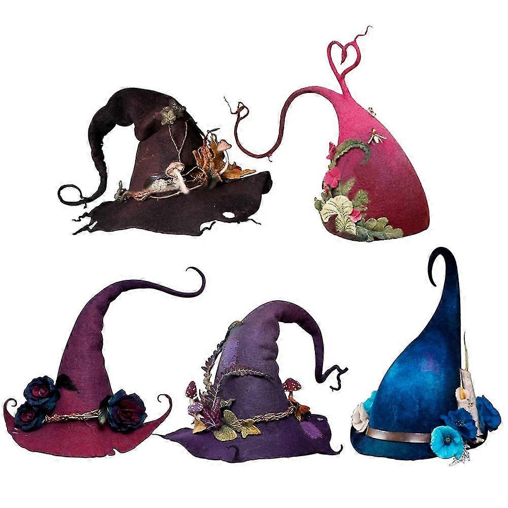 Hexe Hut Blumen Rebe Filz Kappe Cosplay Performance Requisite Halloweenparty Erwachsene - JA