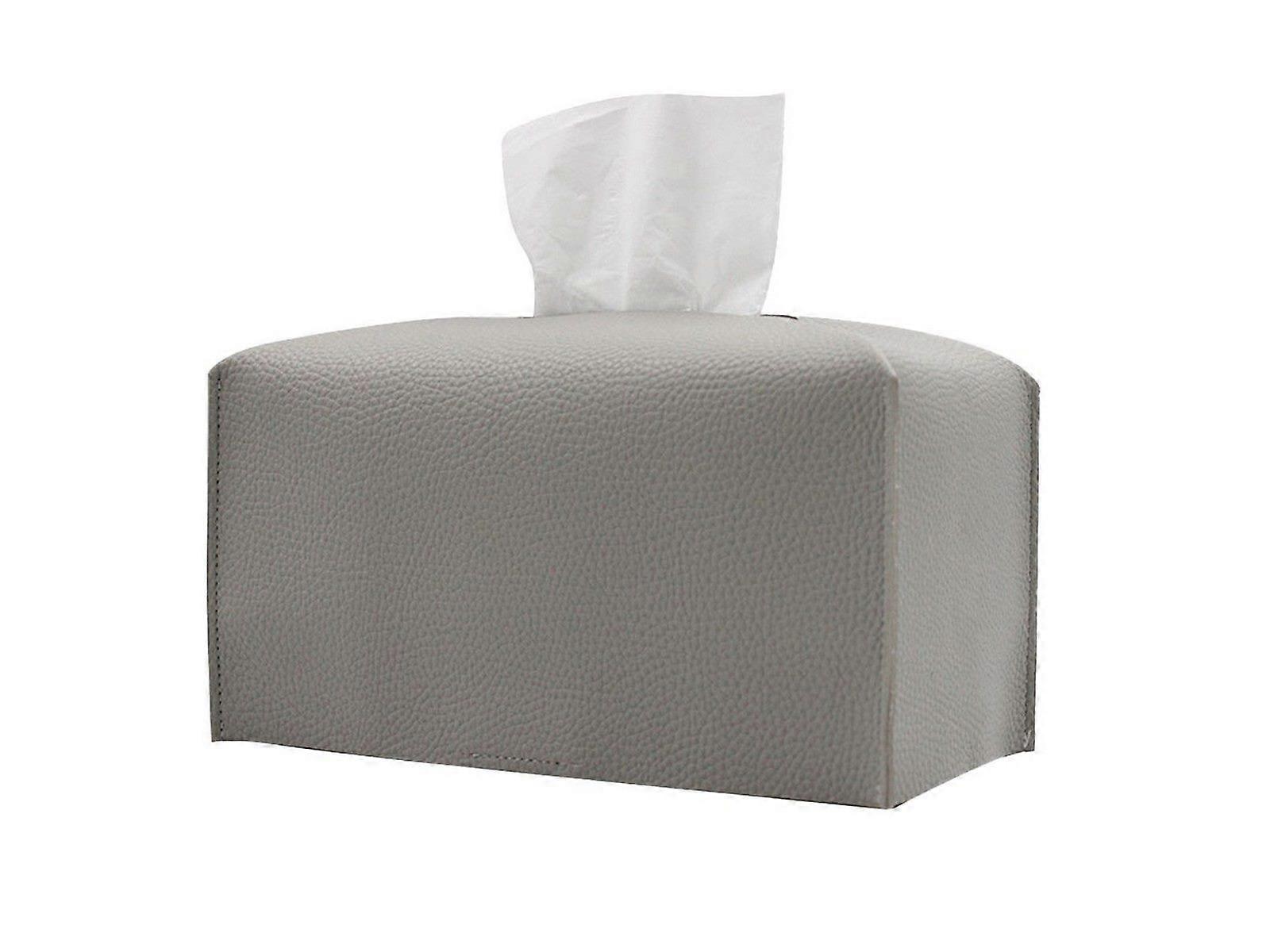 Rectangular PU Leather Tissue Box Tissue Dispenser Napkin Storage Boxes Grey