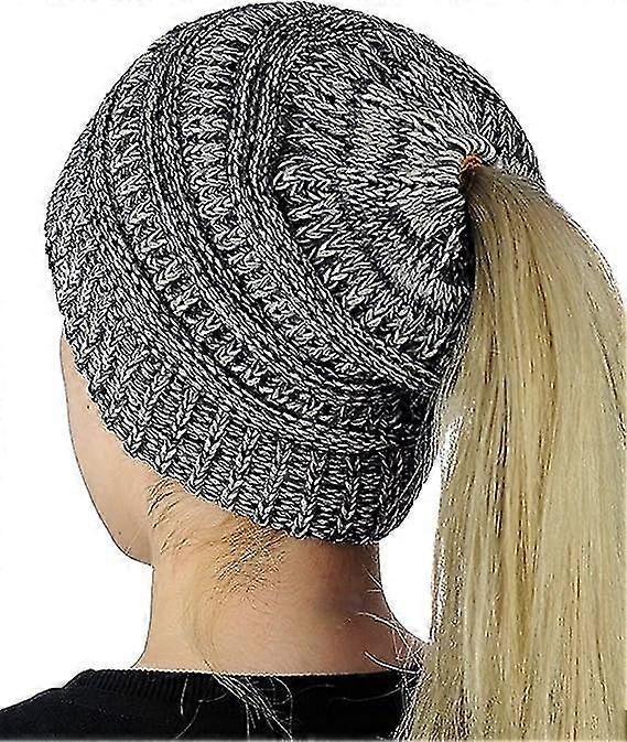 Dicke Strickmütze mit Stricklöchern, Frottee-Strickmütze, Wintermütze