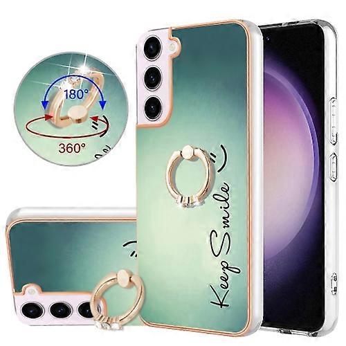 For Samsung Galaxy S23 5G Electroplating Dual-side IMD Mobile Phone Case with Ring Holder