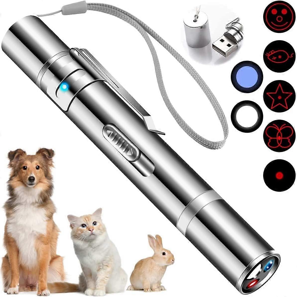 Upgraded Sliding Button Laser Pen - Interactive Red Dot Toy for Cats and Dogs - USB Charging - 5 Pattern Modes