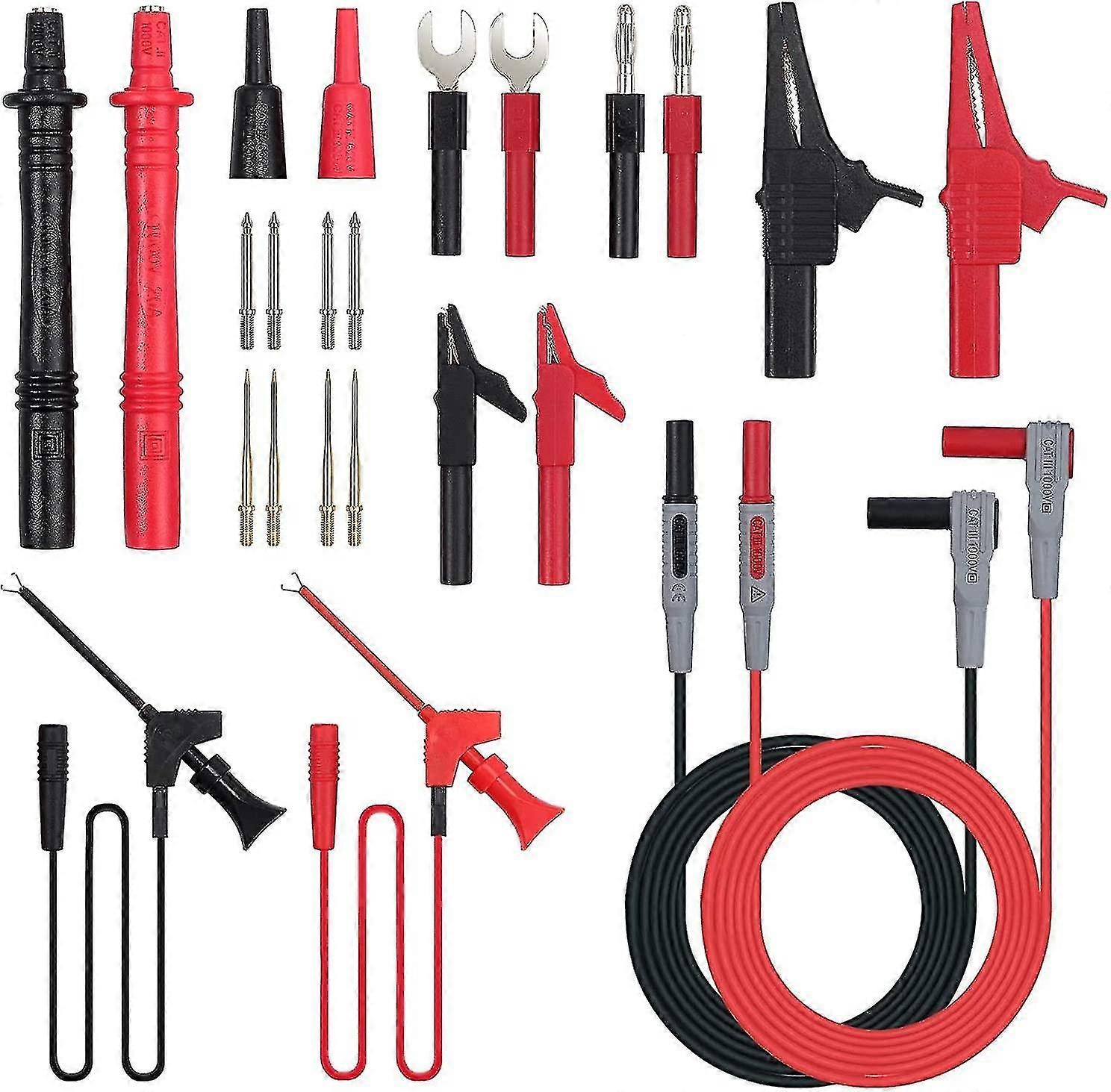 Multimeter Test Leads, 24pcs Electrical Multimeter Test Leads With Alligator Clips, Test Probe, Spring Plug, Banana Plug For Multimeters Electrical Am