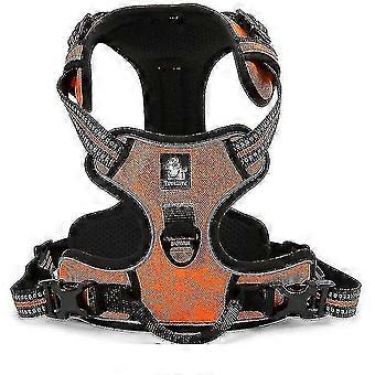 No Pull Dog Harness Reflective Adjustable With 2 Snap Buckles Easy Control Handle Xl Orange