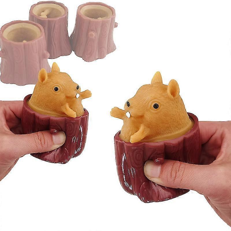 Squirrel Cup Evil Decompression Tree Stumps Rubber Fidget Toys Pen Holder