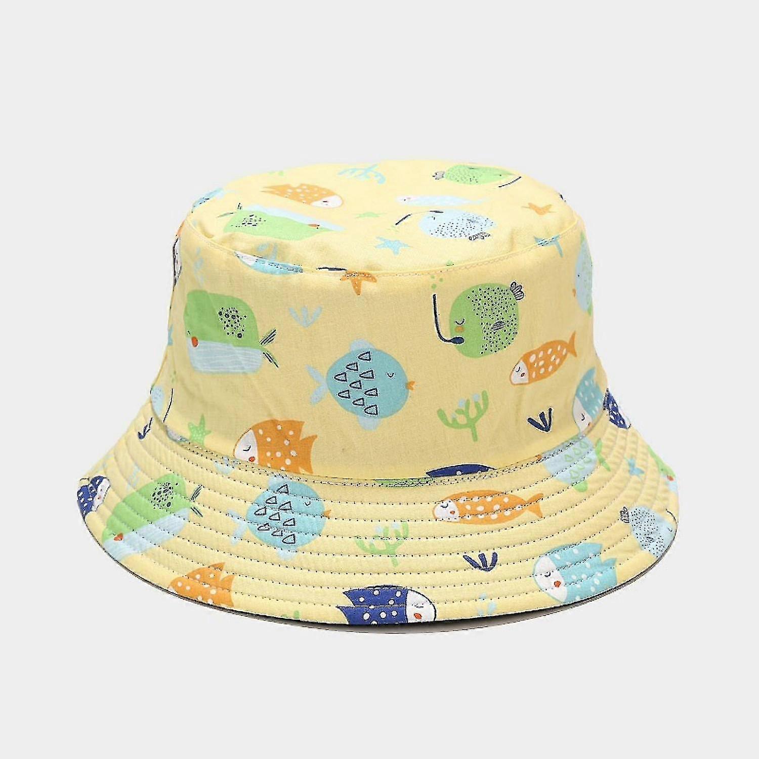 Shxx Aveki Unisex Sea Animail Pattern Print Bucket-hat Double-side-wear Reversible Fisherman-cap Mz-yxt318