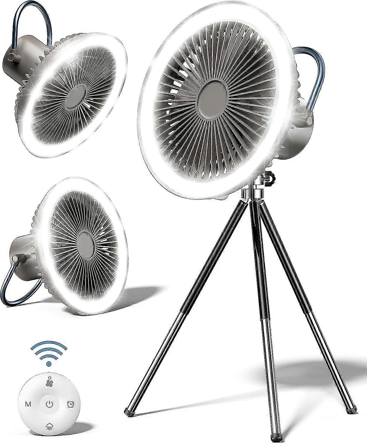 מאוורר קמפינג מאוורר אישי 10000 mah סוללה מופעלת, 8 אינץ מאוורר נייד עם פנס לד, בנק כוח, 3 מהירויות, מאוורר שולחן מאוורר חיצוני לאוהל קמפינג f