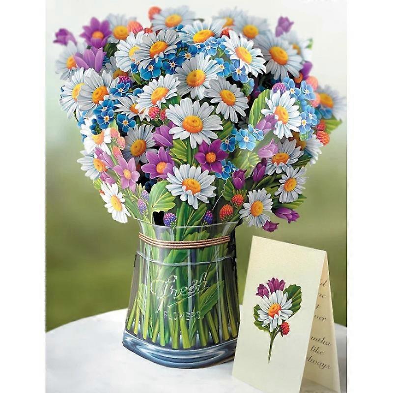 Paper Pop Up Cards,12 Inch Life Sized Forever Flower Bouquet 3d Pop Up Greeting Cards Field Of Daisies