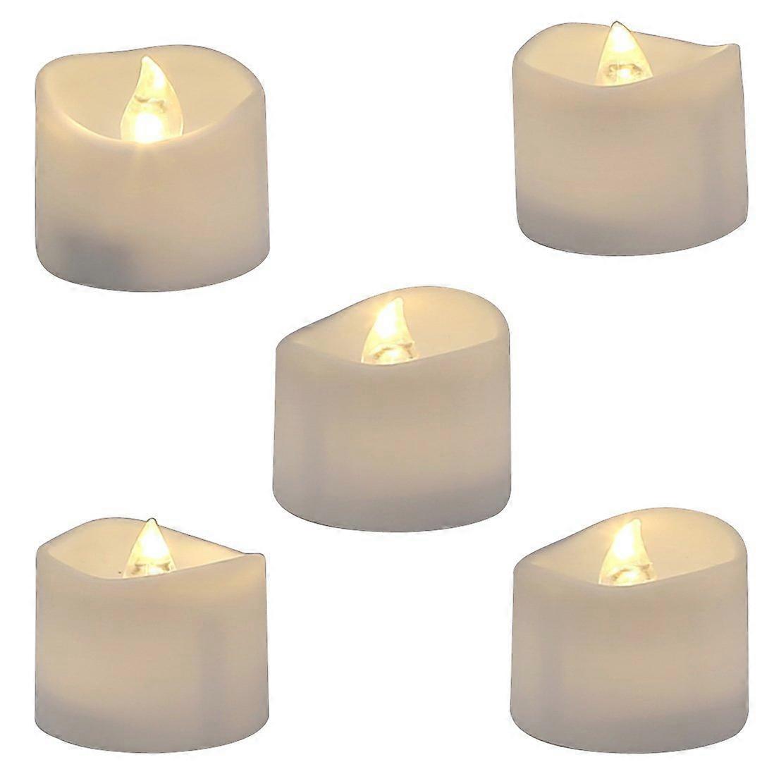 Realistic and Bright Flickering Battery Operated Flameless LED Tea Light, Pack of 12, 1.4x1.25 Inch, Electric Fake Candle in Warm White