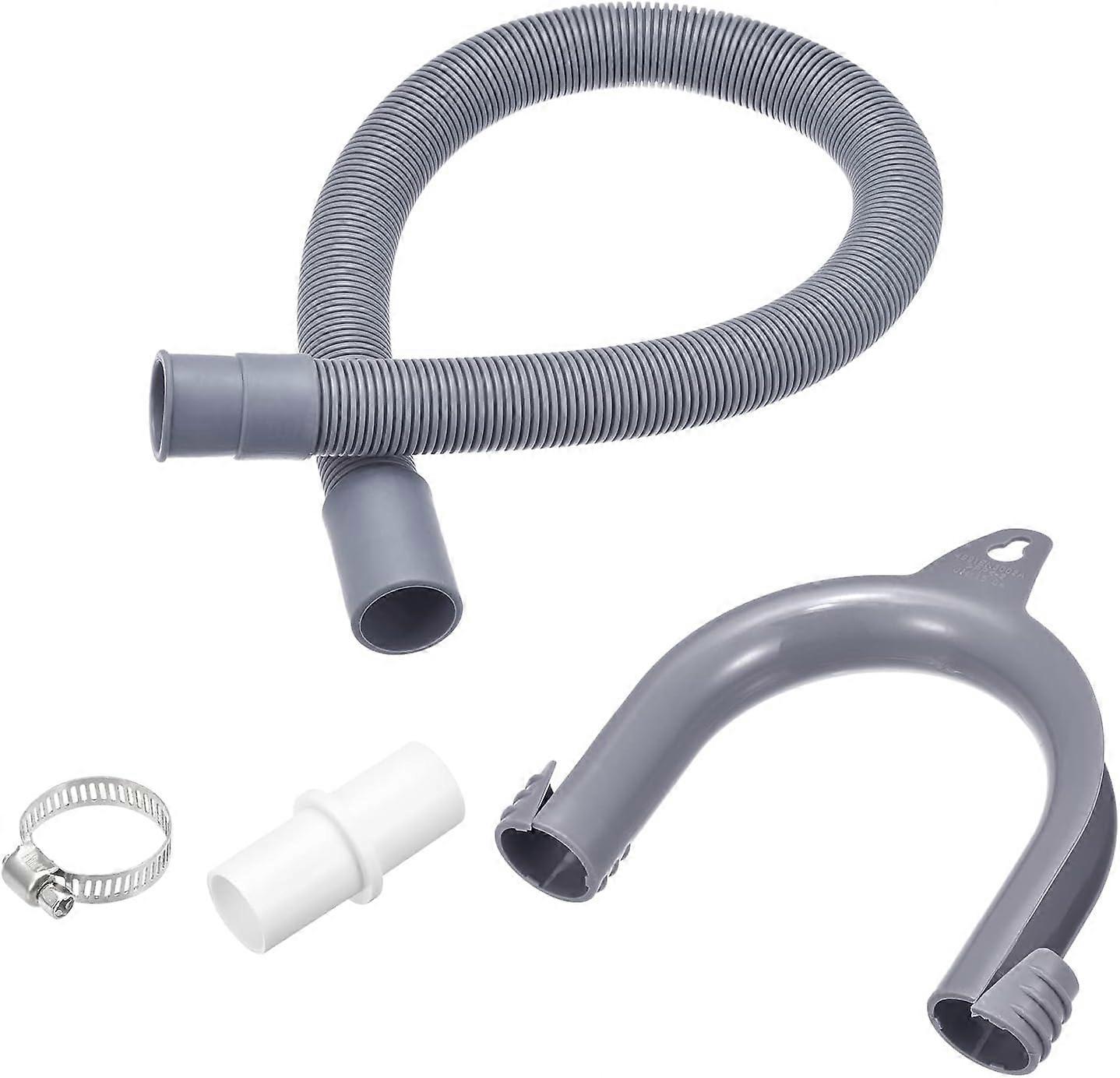map Washing Machine Drain Hose Extension Kits 1.97ft Gray for Washing Machine with Extension Adapter, U-Bend Hose Holder, 2 Clamps