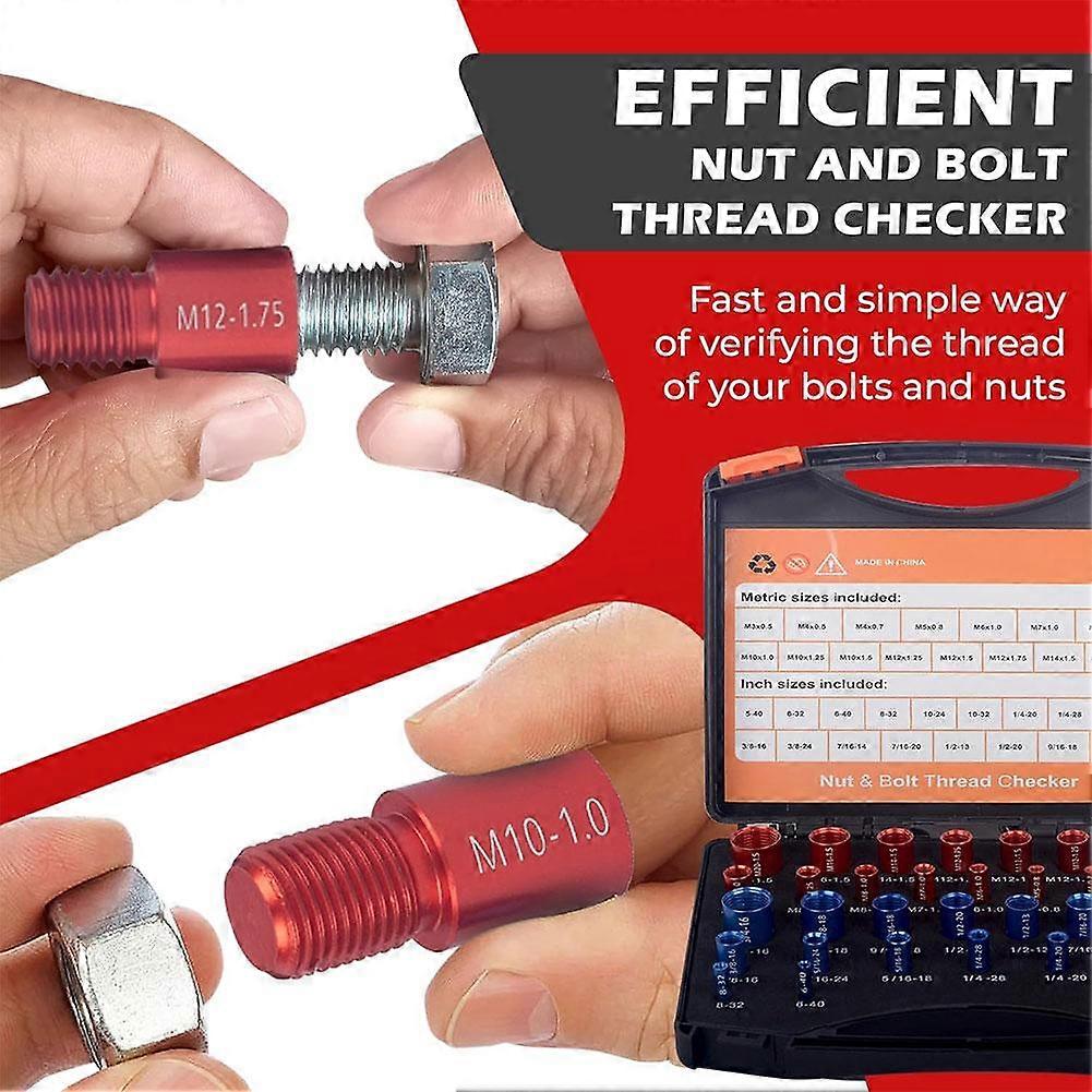 26/44x Inch & Metric Set Nut & Bolt Thread Checker Identifier Thread ...
