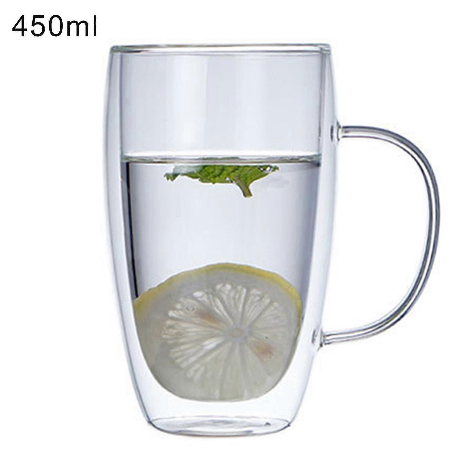 Glass Cup Tasteless Heat Insulation Clear Double Layers Mug with Handle for Home KAESI